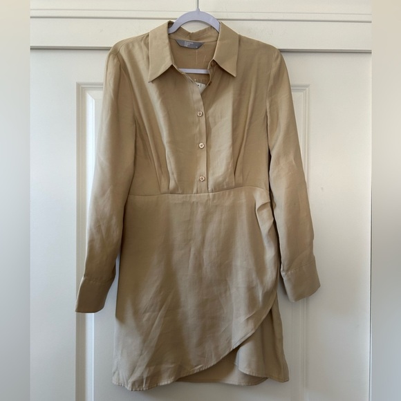 Korean Brand Tan Button-Up Long Sleeve Dress - Picture 3 of 8